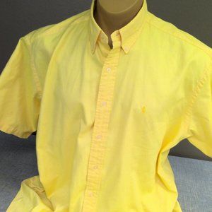 Ralph Lauren Golf Button Up Short Sleeve Shirt Tilden Yellow Men's XL